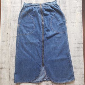 Vintage Denim Zip-Up Skirt Size 7